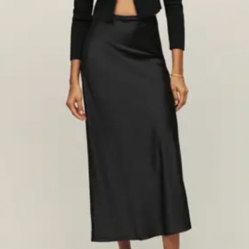 Reformation Layla Silk Skirt Black Size 8